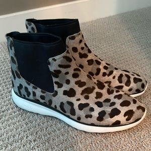 COLE HAAN 10m Zerogrand Chelsea Leopard Ocelot Haircalf Sneaker Boot